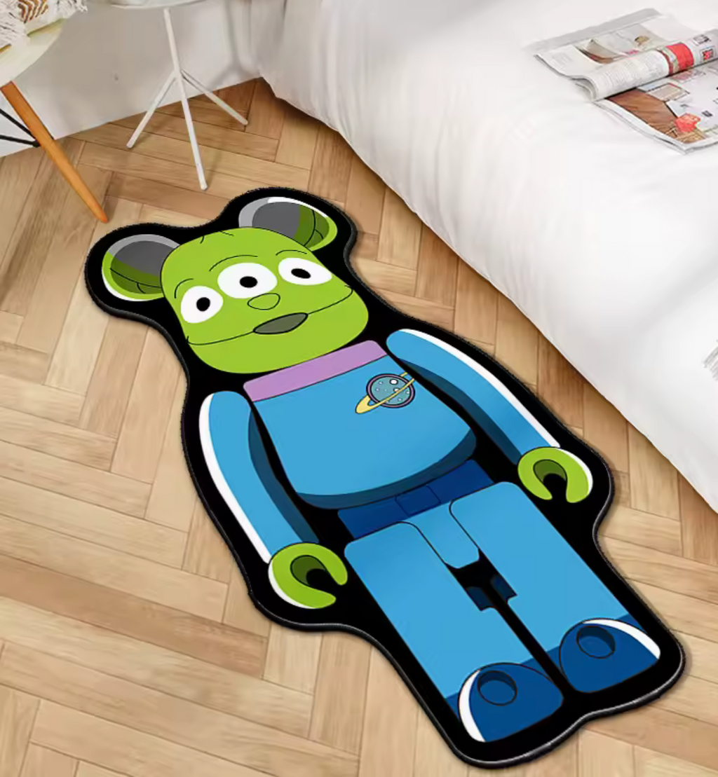 Tapis ourson au motif singe brun et crème
